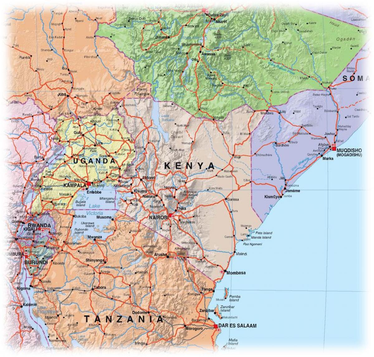 ਨਕਸ਼ਾ ਦੇ ਕੀਨੀਆ highlands
