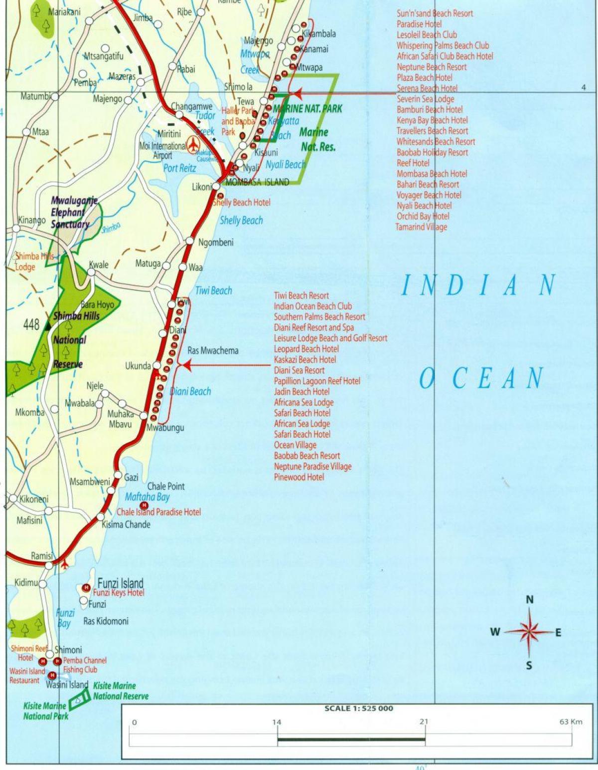 ਨਕਸ਼ਾ ਦੇ ਕੀਨੀਆ ਕੋਸਟ